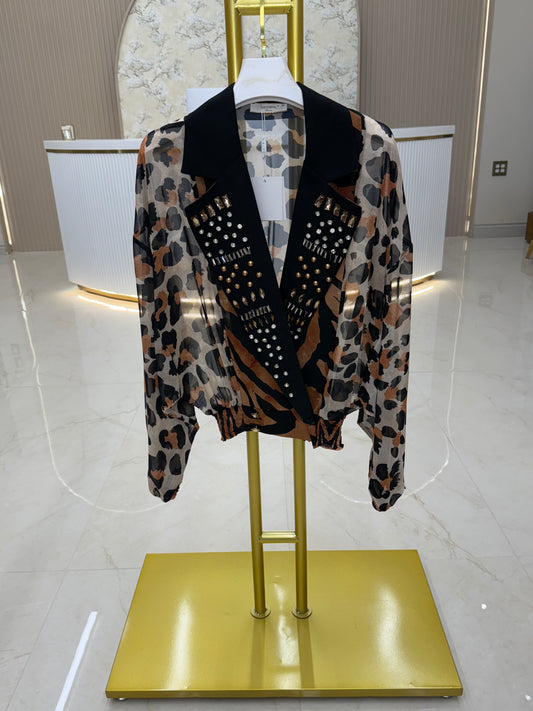 Tiger Print Top Serpil -Black