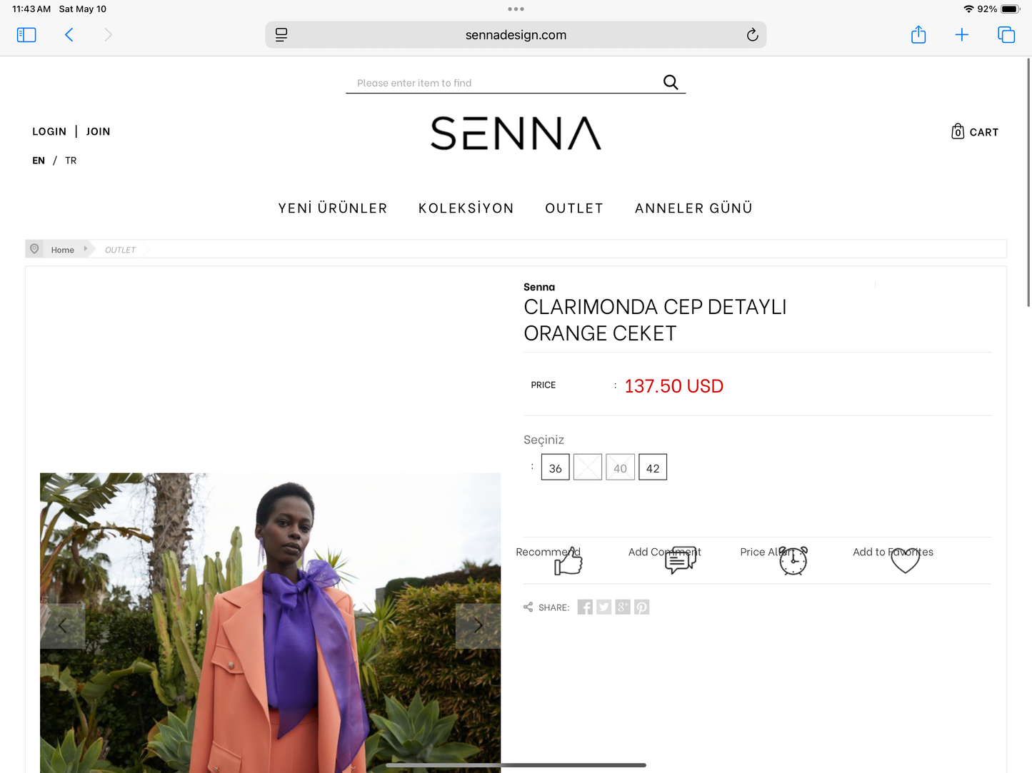 Clarimonda Orange Blazer